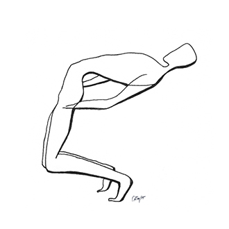 Peinture Encre de Chine - Danseur - silhouette - mouvement - Noire - Noire et blanc